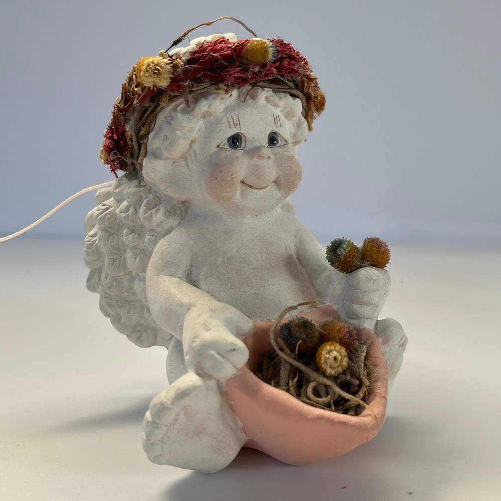 Adorable Angel Figurine with Floral Crown